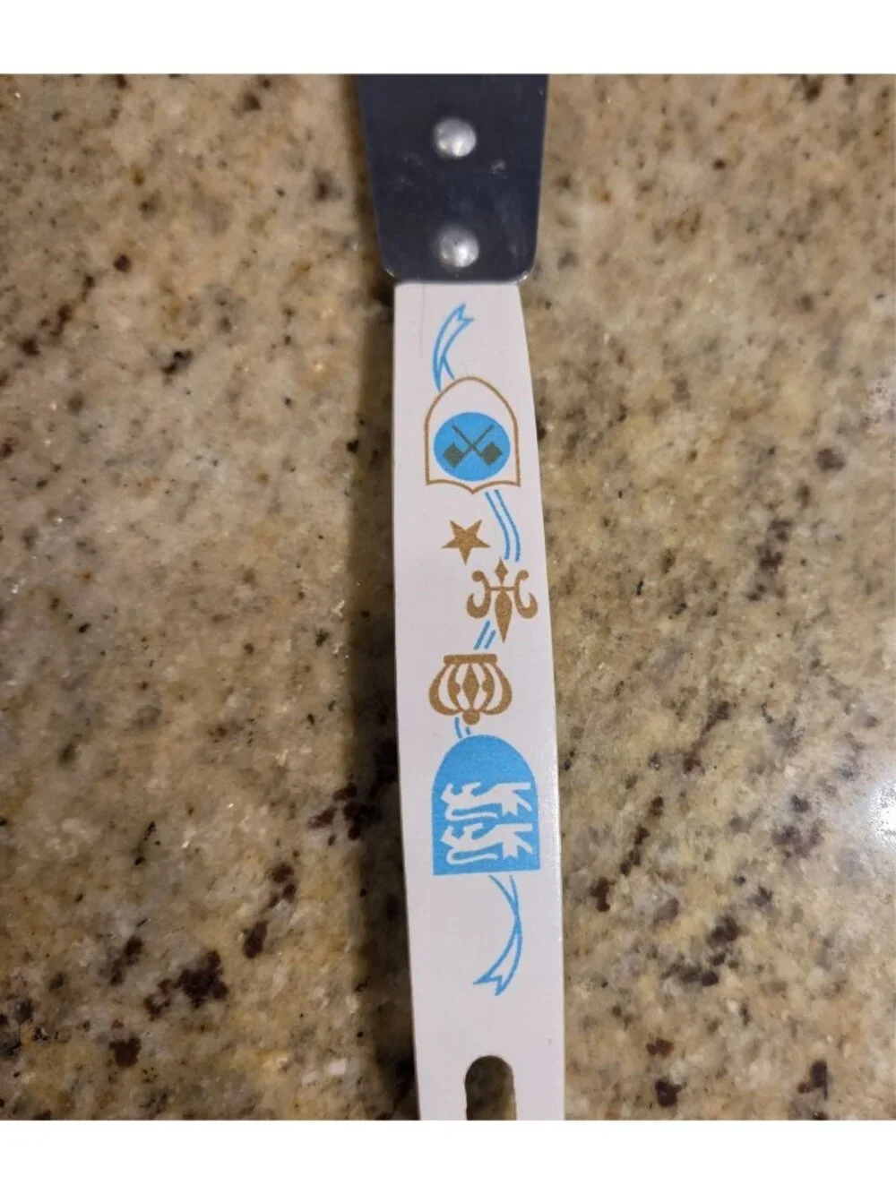Vintage MCM Icing Spatula Japan Crown Tiger Cat Fleur De Lis Blue